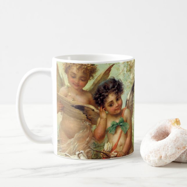 Musician Angels von Hans Zatzka, Viktorianische Ku Tasse (Mit Donut)
