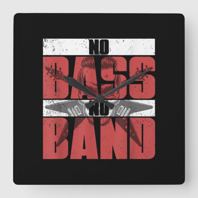 Musician Bassist Idee Bass Gitarre Quadratische Wanduhr (Vorderseite)