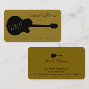 Musician Business Card mit schwarzer Gitarre Visitenkarte