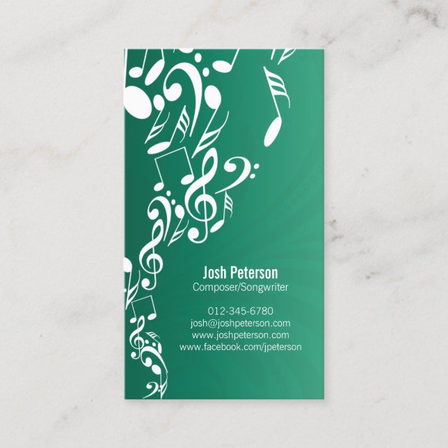 Musician Business Card Musiknoten Upflow Visitenkarte (Vorderseite)
