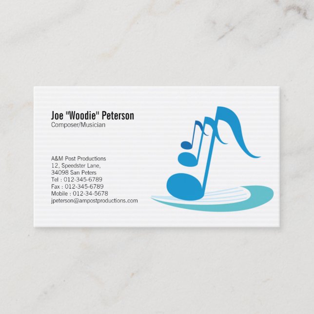 Musician Business Card Musiknoten Visitenkarte (Vorderseite)
