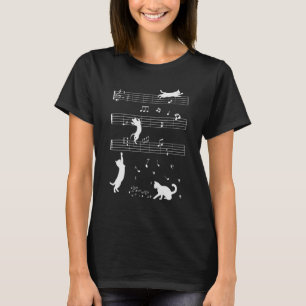 Musician Cat Niedlich Kitty Playing Musiknote Clef T-Shirt