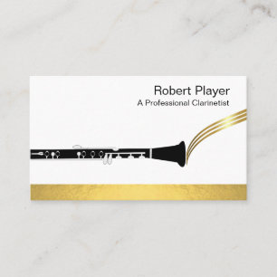 Musician Clarinet Player Audio Gold Sound Waves Visitenkarte