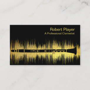 Musician Clarinet Player Audio Gold Sound Waves Visitenkarte