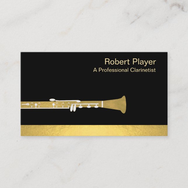 Musician Clarinet Player Audio Gold Sound Waves Visitenkarte (Vorderseite)