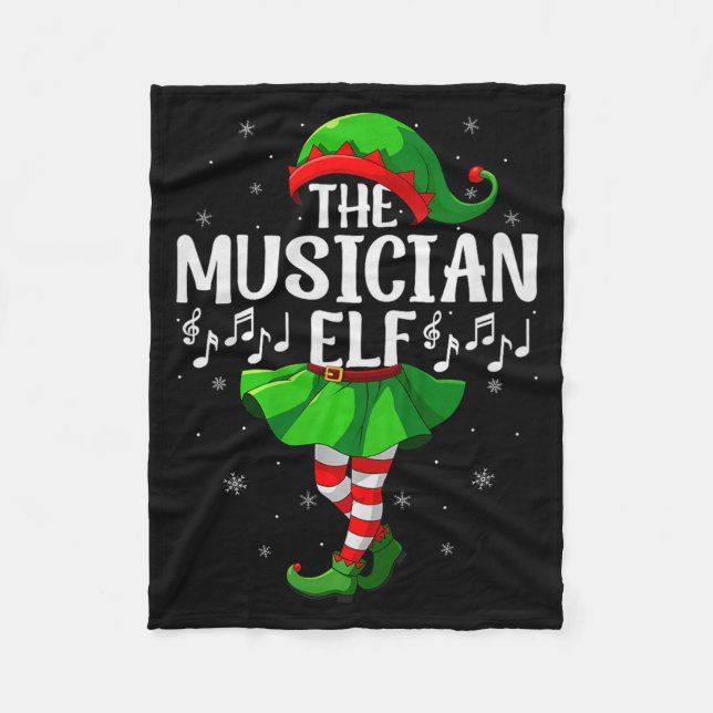 Musician Elf Christmas Girls Women Elf Squad Xmas  Fleecedecke (Vorderseite)