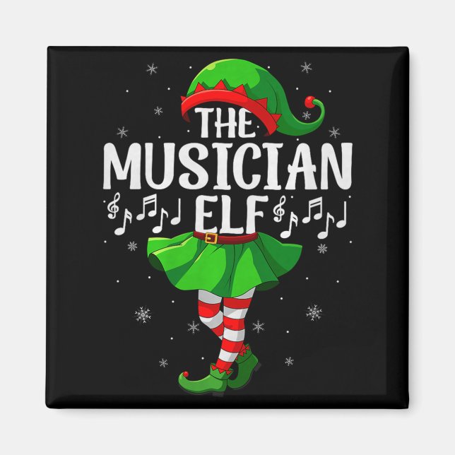 Musician Elf Christmas Girls Women Elf Squad Xmas  Magnet (Vorne)
