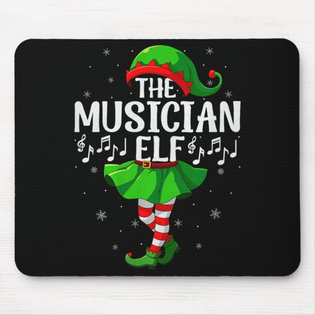 Musician Elf Christmas Girls Women Elf Squad Xmas  Mousepad (Vorne)