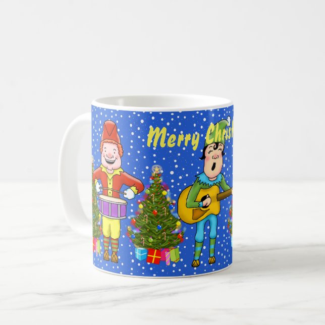 Musician Elves Weihnachts-Tasse Tasse (Vorderseite Links)