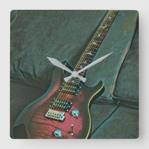 musician guitar lovers gift quadratische wanduhr