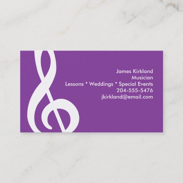 Musician Music Teacher Band Director Treble Clef Visitenkarte (Vorderseite)