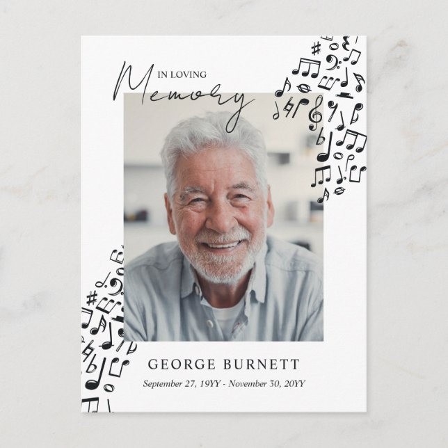 Musician Music Teacher Notes In Loving Memory Einladungspostkarte (Vorderseite)