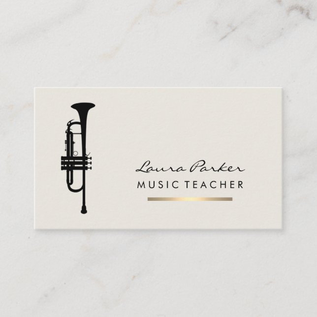 Musician Music Teacher Trumpet Instrument Gold Visitenkarte (Vorderseite)