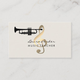 Musician Music Teacher Trumpet Instrument Gold Visitenkarte