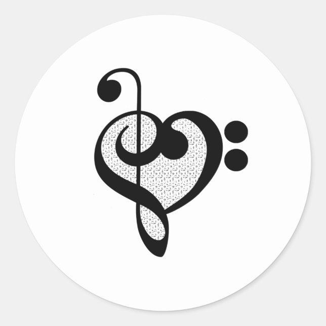Musician Musiknote Pattern Herz Runder Aufkleber (Vorderseite)