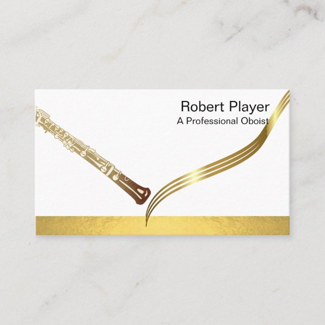 Musician Oboist Player Music Gold Oboe Waves Visitenkarte (Vorderseite)