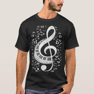 Musician Pianist Musiknotens Keyboard Treble Clef T-Shirt