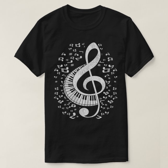 Musician Pianist Musiknotens Keyboard Treble Clef T-Shirt (Design vorne)