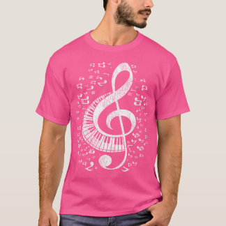 Musician Pianist Musiknotens Keyboard Treble Clef T-Shirt