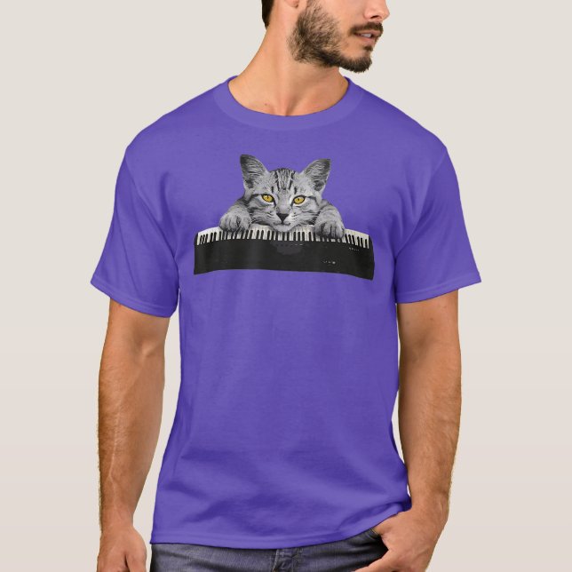 Musician Piano Cat T für Musikfans T-Shirt (Vorderseite)