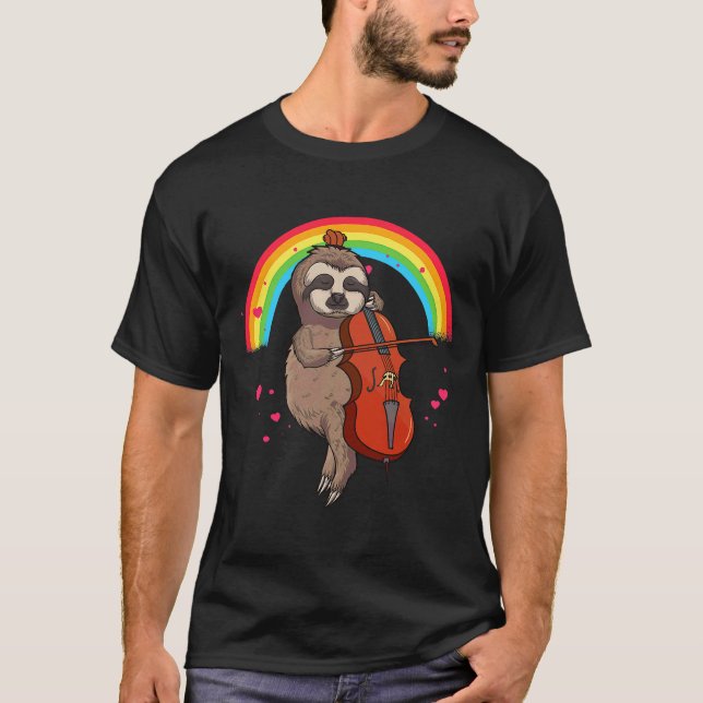 Musician Sloth Cello Player Cellists T-Shirt (Vorderseite)