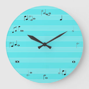 Musician time clock - light blue große wanduhr