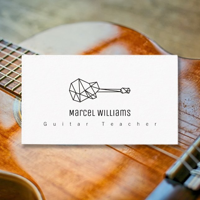 Musician White Business Card mit Gitarre Visitenkarte (Von Creator hochgeladen)