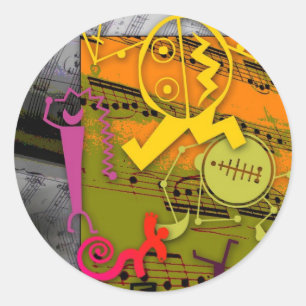 Musik 01 runder aufkleber