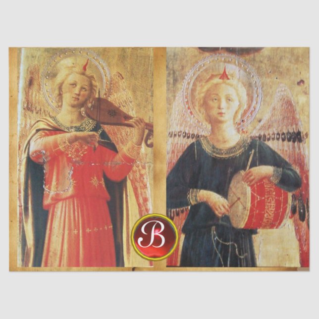 MUSIK ANGELS PARCHMONOGRAMM Ruby Gemstone Seidenpapier (Vorderseite)