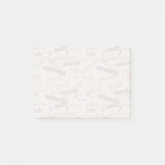 Musik-Anhänger-Typografie-Muster Post-it Klebezettel (Vorderseite)