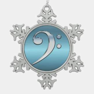 Musik-Bassschlüssel auf metallischer Schneeflocken Zinn-Ornament