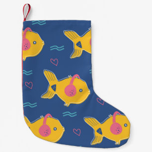 Musik befischt Cartoon Vintag nahtloses Muster Kleiner Weihnachtsstrumpf