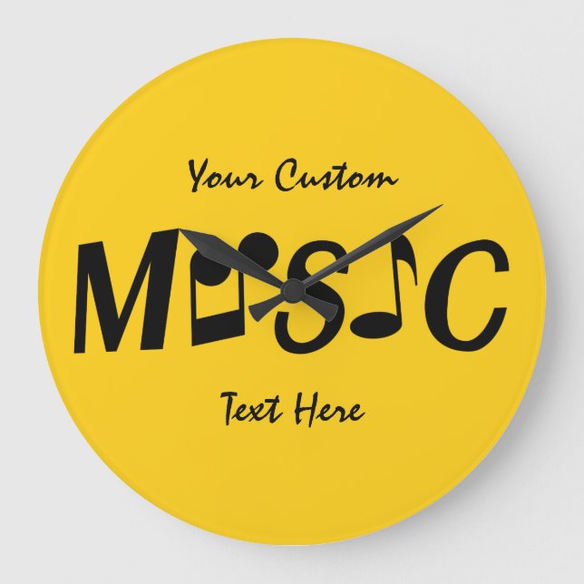 MUSIK-benutzerdefinierte Text- und Farbwanduhr Große Wanduhr (Vorderseite)