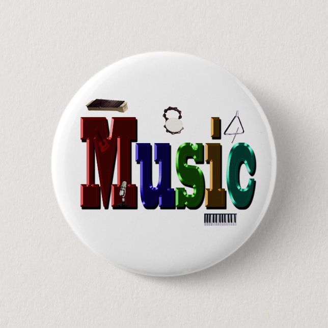 Musik-Bild-Logo mit Instrumenten, Button (Vorderseite)