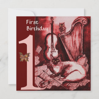 MUSIK CAT erste Geburtstagsparty, Red Champagne Einladung