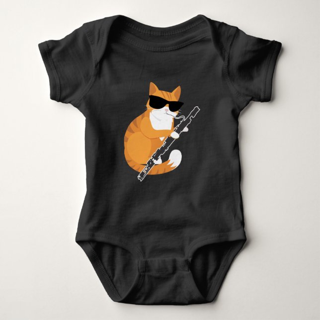 Musik-Cat-Sonnenbrille Bassoonist Musiker Bassoon Baby Strampler (Vorderseite)