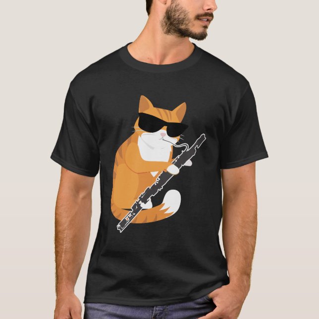 Musik-Cat-Sonnenbrille Bassoonist Musiker Bassoon T-Shirt (Vorderseite)