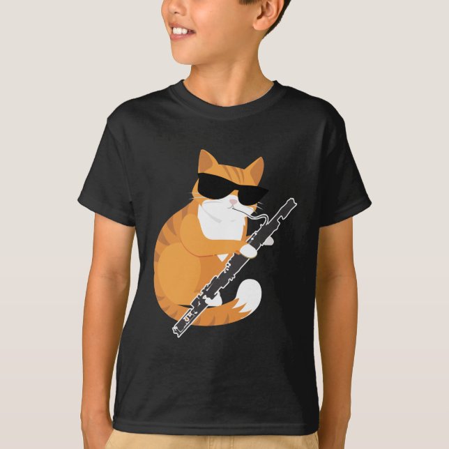 Musik-Cat-Sonnenbrille Bassoonist Musiker Bassoon T-Shirt (Vorderseite)