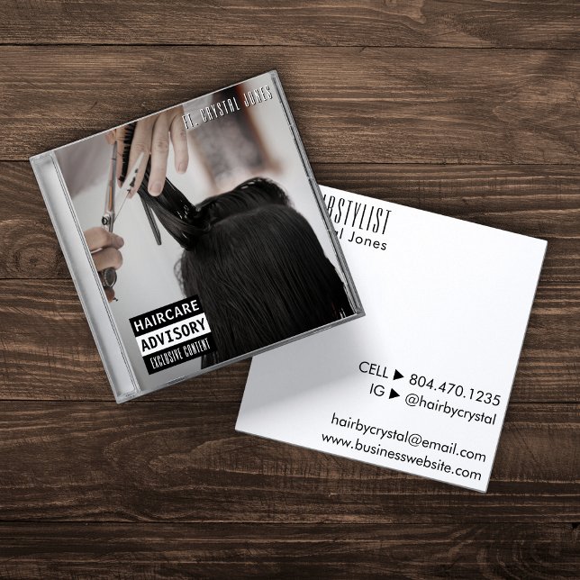 Musik CD Case Album Cover Hairstylist Quadratische Visitenkarte (Music CD Case Album Cover Hairstylist Square Business Card
)