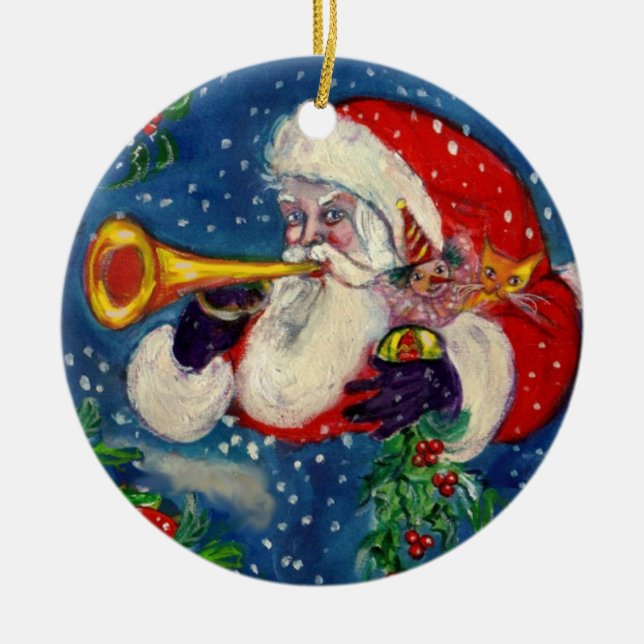 MUSIK CHRISTMAS NIGHT /SANTA CLAUS BUGLER KERAMIKORNAMENT (Vorne)