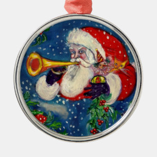 MUSIK CHRISTMAS NIGHT /SANTA CLAUS BUGLER SILBERNES ORNAMENT