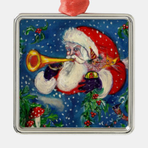 MUSIK CHRISTMAS NIGHT /SANTA CLAUS BUGLER SILBERNES ORNAMENT