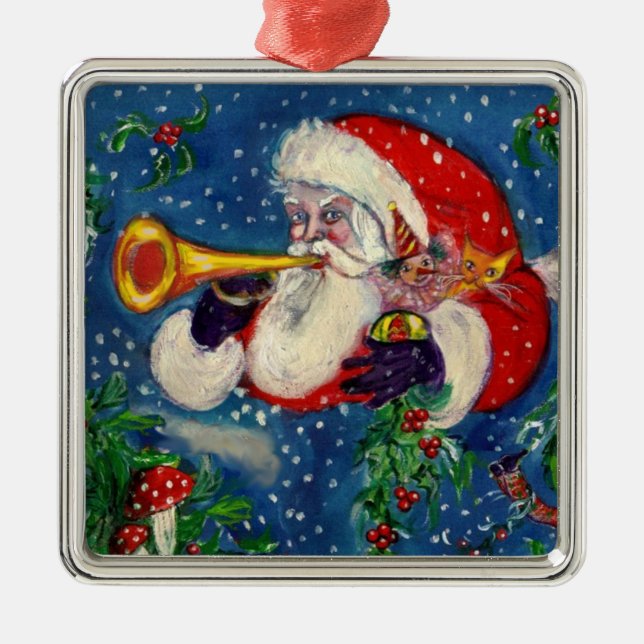 MUSIK CHRISTMAS NIGHT /SANTA CLAUS BUGLER SILBERNES ORNAMENT (Vorne)
