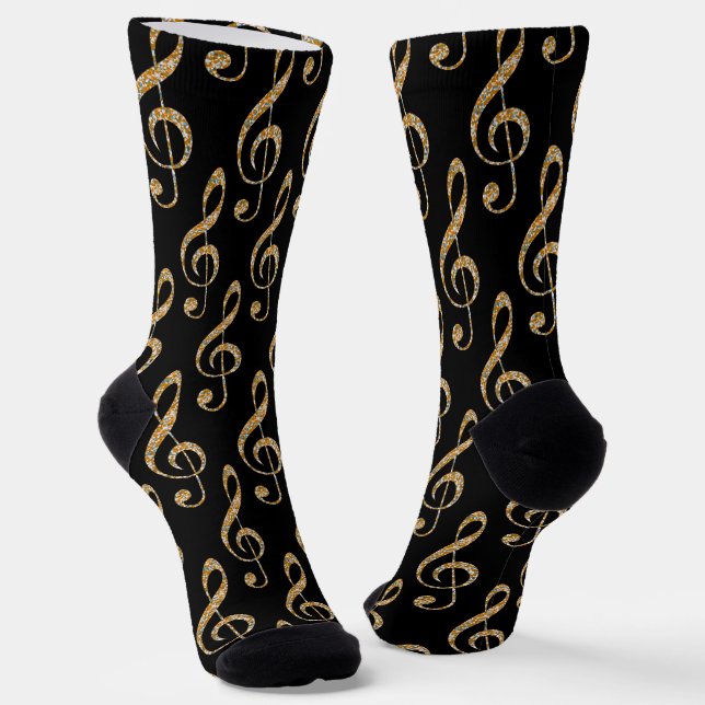 Musik Clefs in Gold Socken (Gewinkelt)