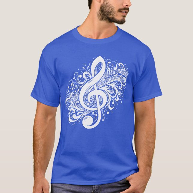 Musik-Clever mit Vintager Notenmusik lustig T-Shirt (Vorderseite)