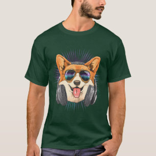 Musik Corgi Dj mit Kopfhörern Musical Dog Liebhabe T-Shirt