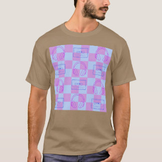 Musik der 80er Jahre Schachbrettmuster blau und li T-Shirt