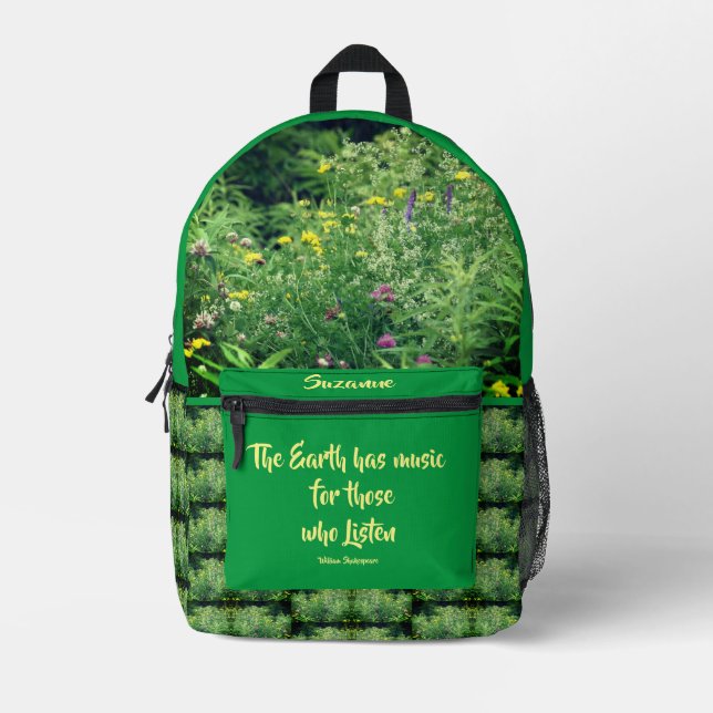 Musik der Natur inspirierendes Zitat Bedruckter Rucksack (Vorderseite)