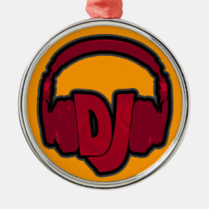 Musik-DJ-Kopfhörer Silbernes Ornament