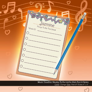 Musik-Doodle: Wöchentliche To-Do-Liste für Kinder Post-it Klebezettel